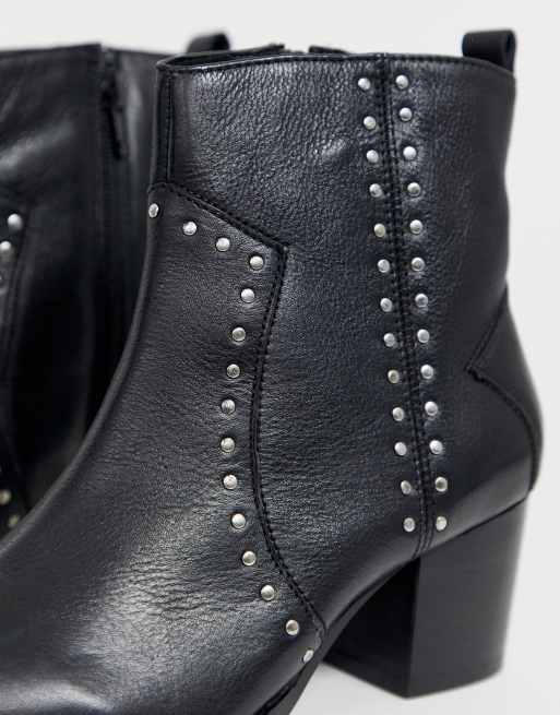 Dune – Western-Stiefel aus schwarzem Leder mit Nieten, 3 von 4