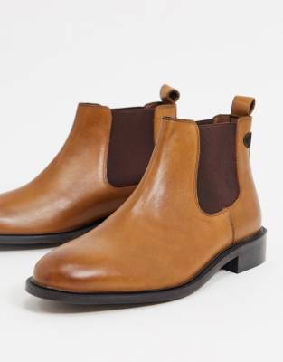 dune chelsea boots in tan leather