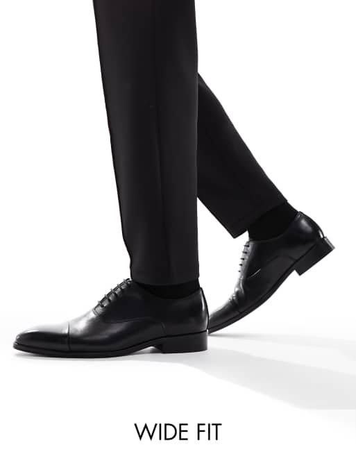 Mens wide black hot sale dress shoes