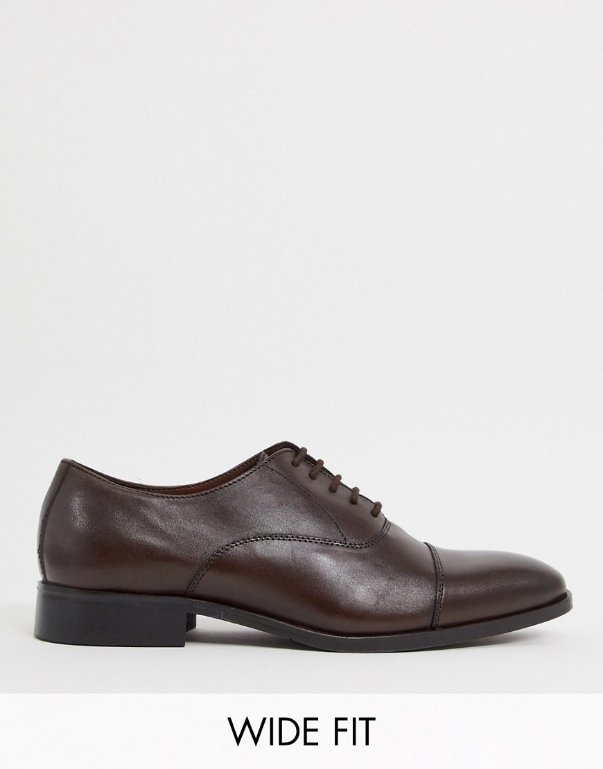 Dune wide fit salter lace up shoes in brown leather