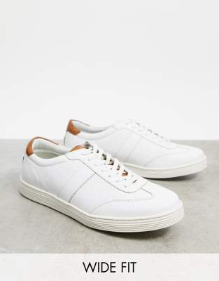 white leather wide fit trainers