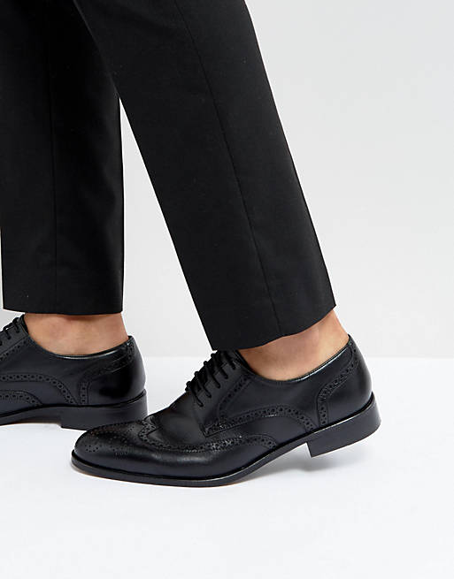Dune Wing Tip Shoes Black Leather | ASOS