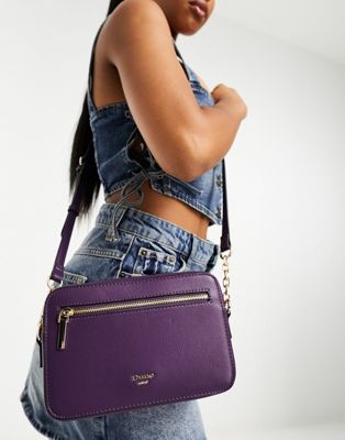 Dune zip front cross body bag in deep purple - ASOS Price Checker