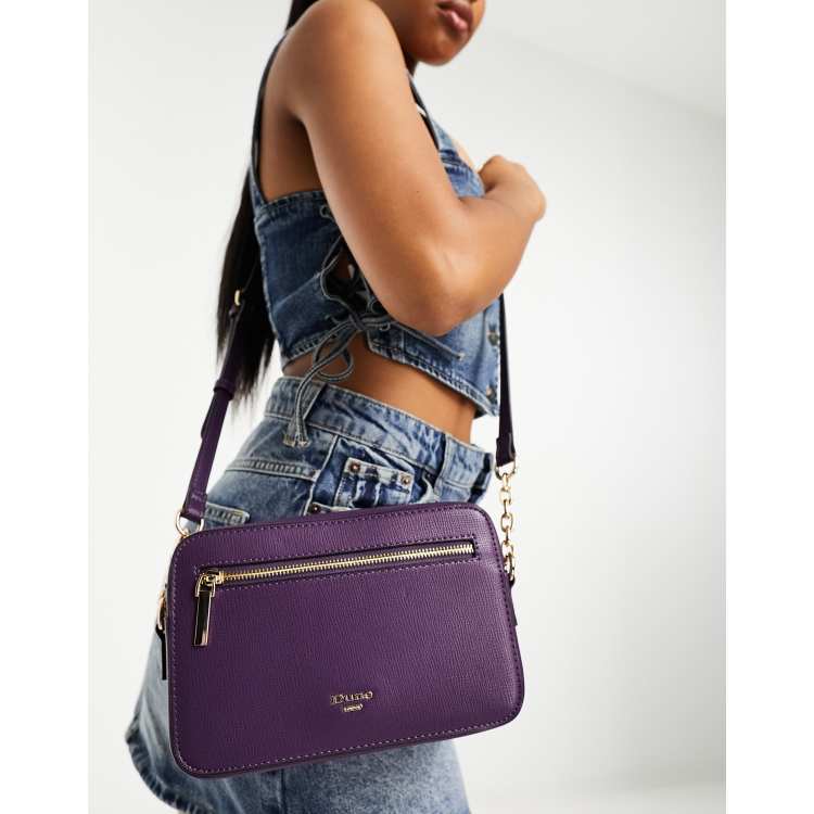 Dune zip front cross body bag in deep purple | ASOS