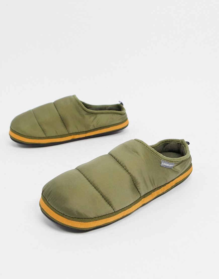 Dunlop - Gewatteerde nylon instap-pantoffels in kaki-Groen