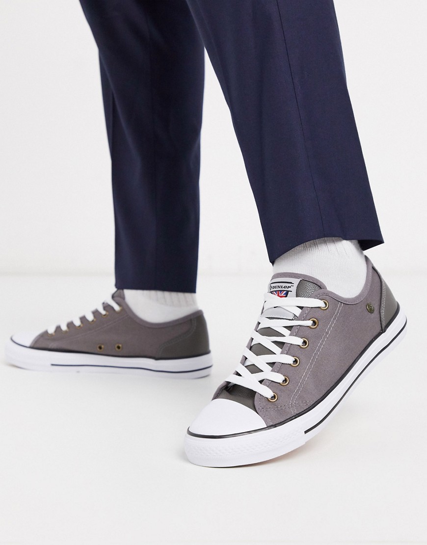 Dunlop lace up plimsolls in grey