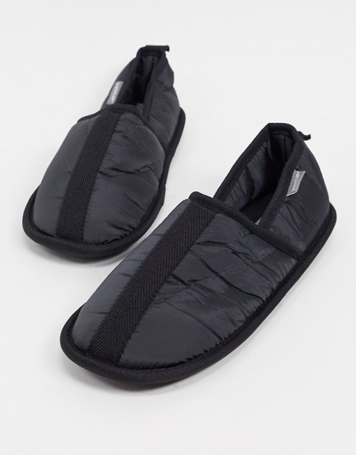 Dunlop quilted nylon slipper in black