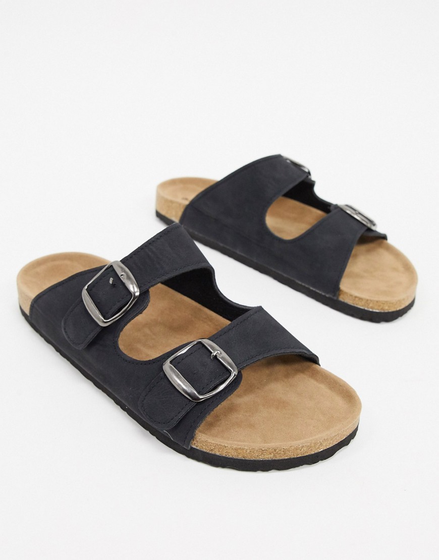 Dunlop sandals in black with buckle