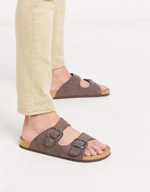 Dunlop sandals in brown with buckle ASOS