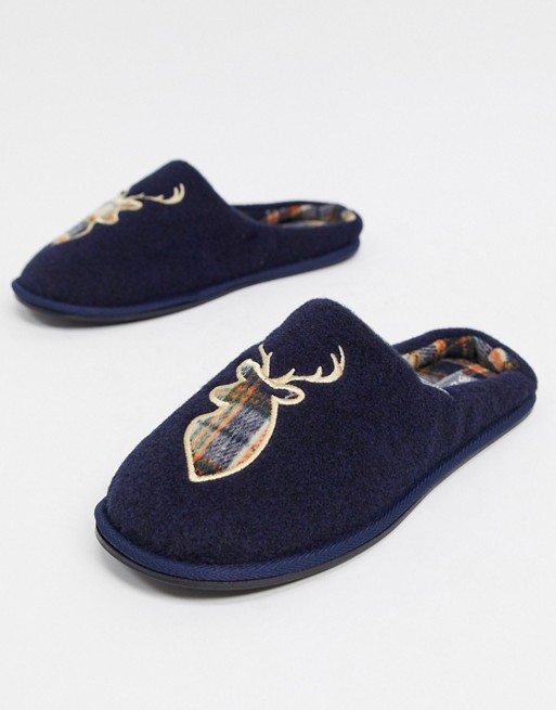 Dunlop stag novelty slipper with check lining