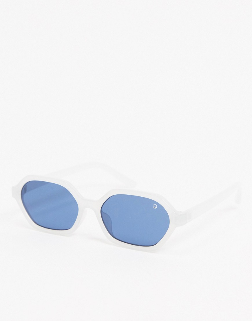 Dusk To Dawn - Hoekige doorzichtige zonnebril met blauwe glazen-Doorschijnend