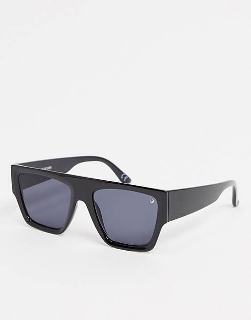 Dusk To Dawn square sunglasses in black with flat brow