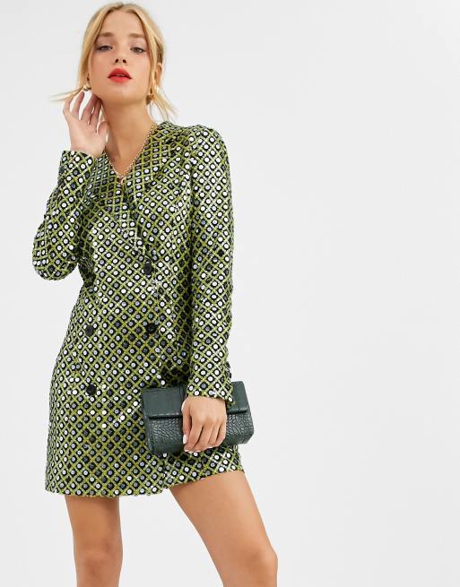 Asos sequin hot sale blazer dress