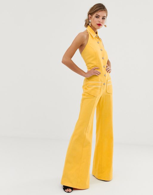 Dusty Daze flared button front retro jumpsuit | ASOS