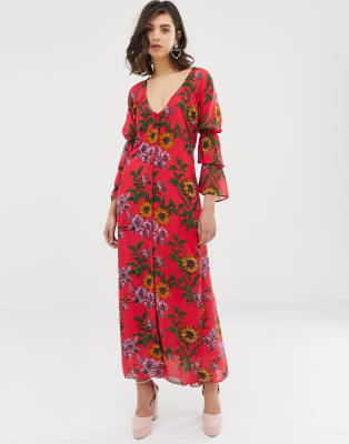 ruched front maxi dress