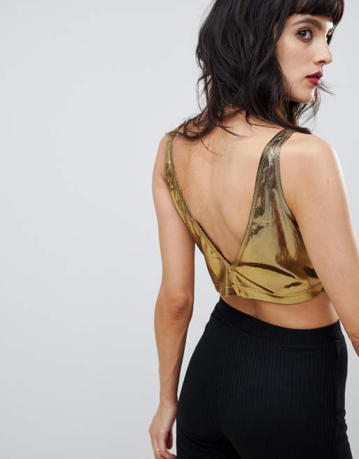 Dusty Daze tie front metallic top, 2 of 4
