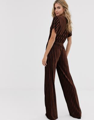 wide leg velvet jumpsuit