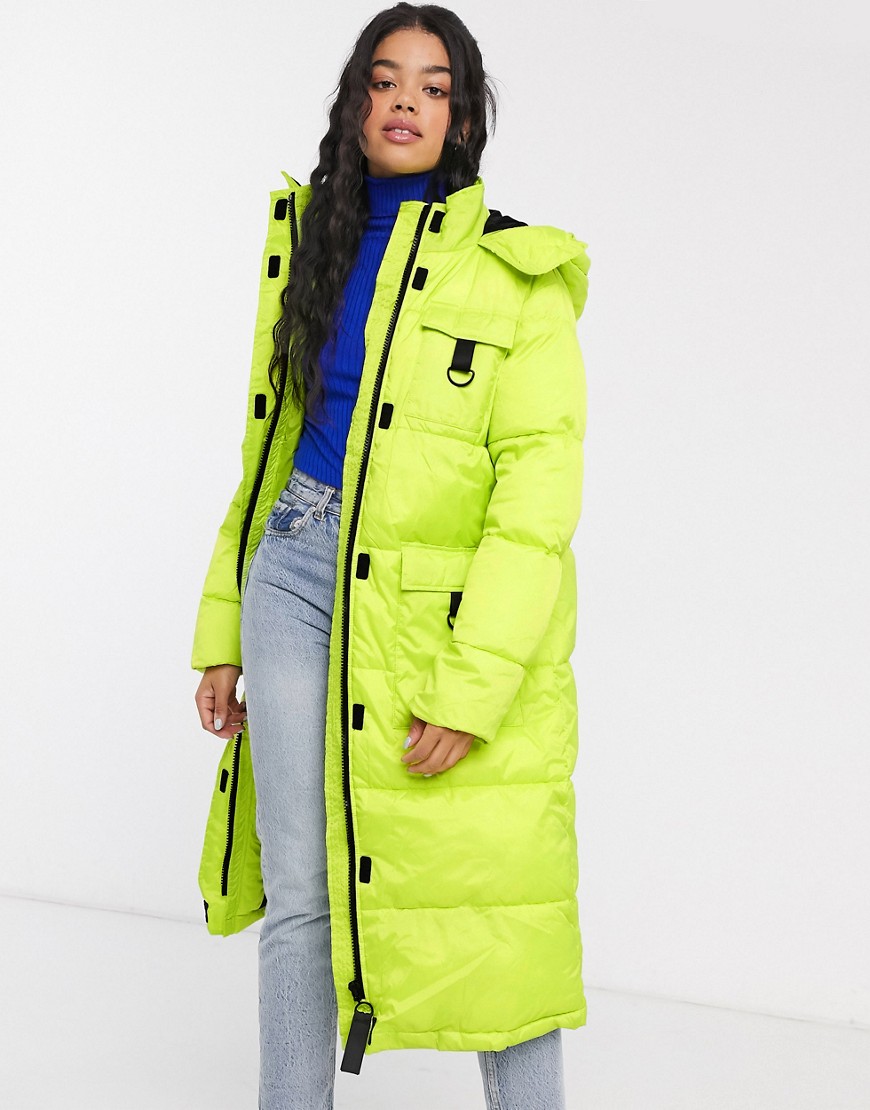 фото Дутая куртка неоновой расцветки с отделкой asos design-зеленый