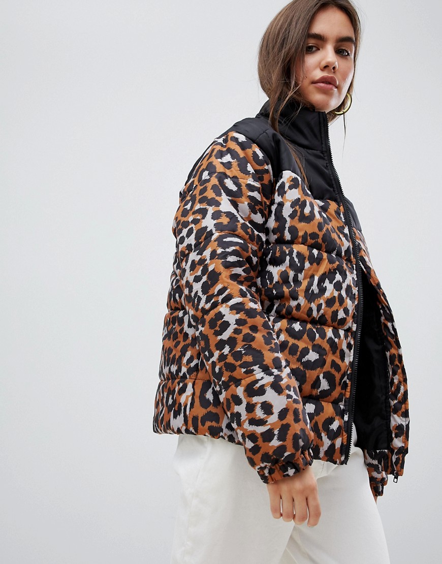 фото Дутая куртка с леопардовым принтом daisy street-коричневый