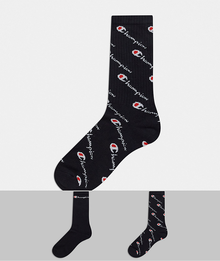 фото Две пары черных носков обычной длины champion-мульти