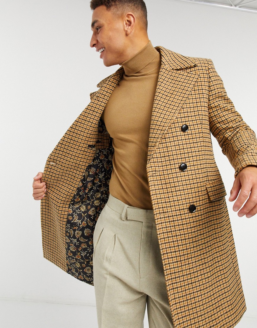 фото Двубортное пальто в клетку gianni feraud-коричневый