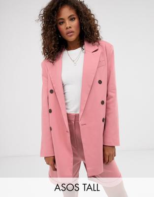 фото Двубортный oversize-блейзер asos design tall-розовый asos tall