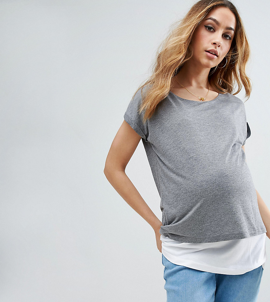 фото Двухслойная футболка для кормления asos maternity-серый asos maternity - nursing