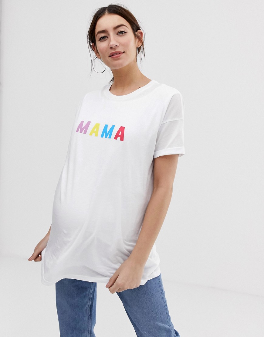 фото Двухслойная футболка с надписью \"mama\" asos design maternity nursing-белый asos maternity - nursing