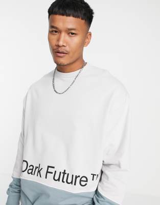 фото Двухцветный свитшот в стиле oversized с логотипом от комплекта asos dark future-серый