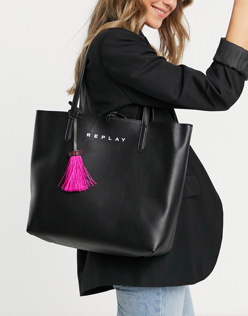 фото Двусторонняя черно-розовая спортивная сумка replay-многоцветный