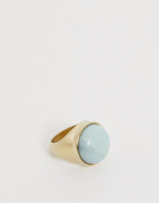 Dyrberg Kern Gold Ring with Light Green Stone
