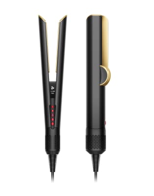 Dyson Airstrait straightener in onyx black/gold