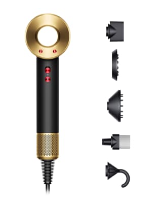 Dyson Supersonic hair dryer in onyx black/gold