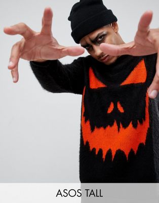 фото Джемпер на хэллоуин с узором в виде тыквы asos design tall-черный
