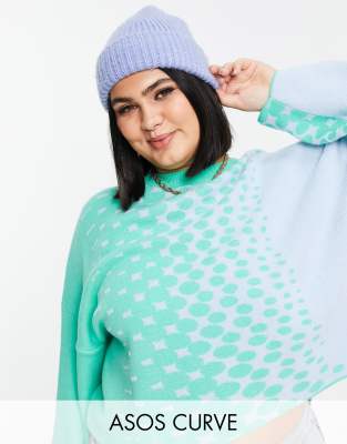 фото Джемпер с узором в горошек asos design curve-фиолетовый цвет asos curve