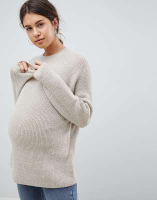 фото Джемпер в рубчик asos design maternity-бежевый asos maternity