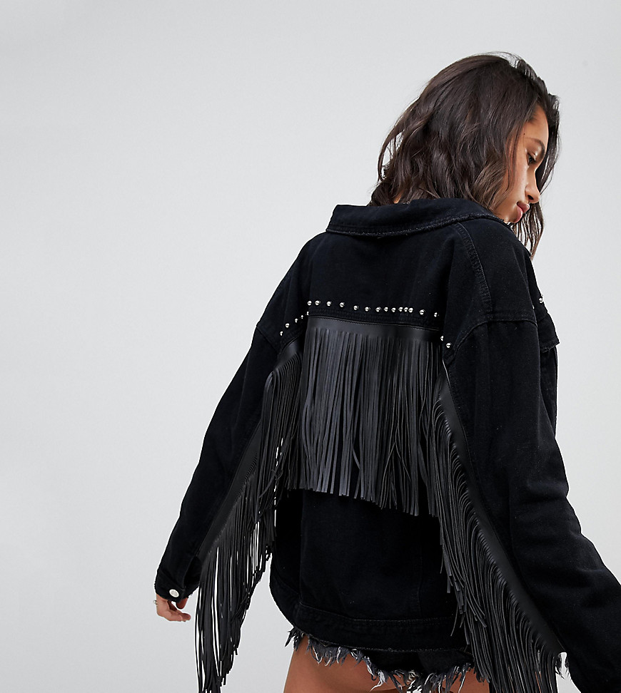 фото Джинсовая куртка с кисточками и заклепками missguided-черный
