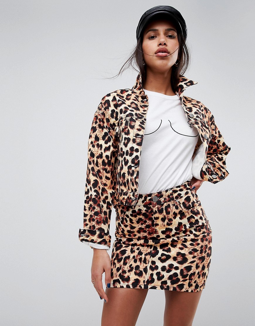 фото Джинсовая куртка с леопардовым принтом asos design-мульти
