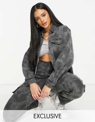 Джинсовая рубашка с камуфляжным принтом в стиле тай-дай от комплекта Missguided-Черный цвет