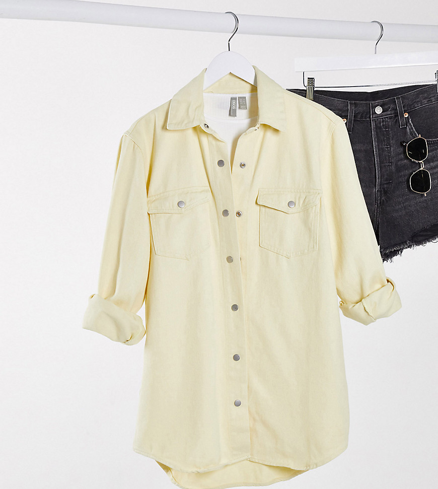 фото Джинсовая рубашка ванильного цвета от комплекта missguided tall-кремовый