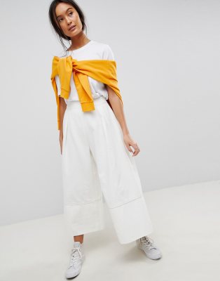 фото Джинсовые кюлоты с широкими штанинами asos design-белый