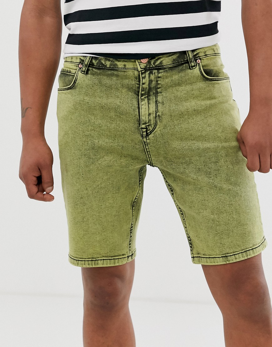 фото Джинсовые шорты скинни зеленого цвета asos design-зеленый