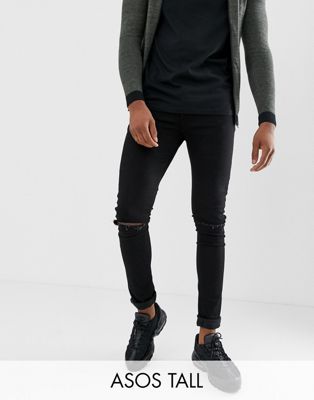 фото Джинсы с рваными коленями asos design tall-черный