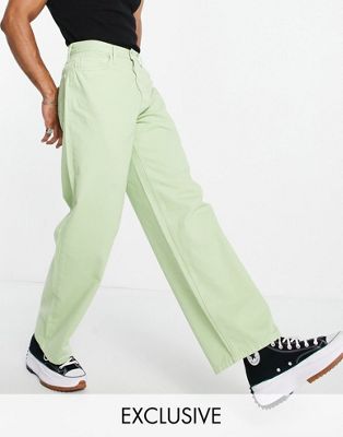 фото Джинсы цвета лайма в винтажном стиле collusion x014-зеленый цвет