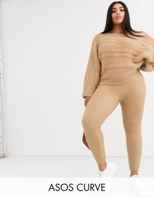 фото Джоггеры из пушистой пряжи от комплекта asos design curve-светло-бежевый asos curve