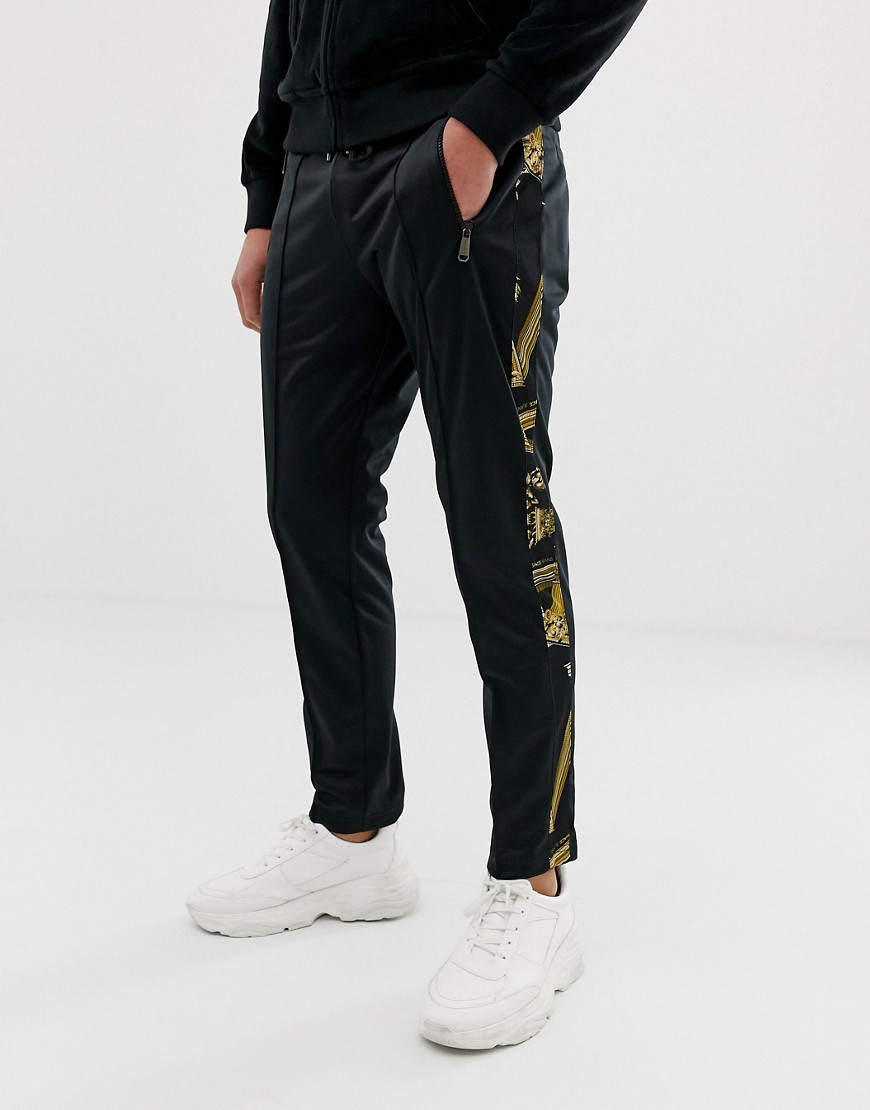 фото Джоггеры скинни с полосками по бокам versace jeans-черный