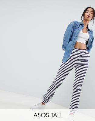 фото Джоггеры скинни в полоску asos design tall-мульти asos tall