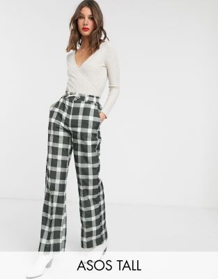 фото Джоггеры в клетку с широкими штанинами asos design tall-мульти asos tall