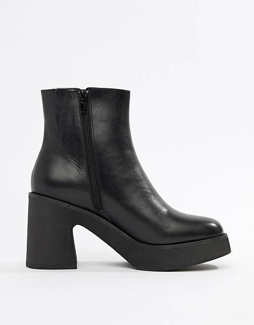 E8 By MIISTA black chunky leather heeled ankle boots
