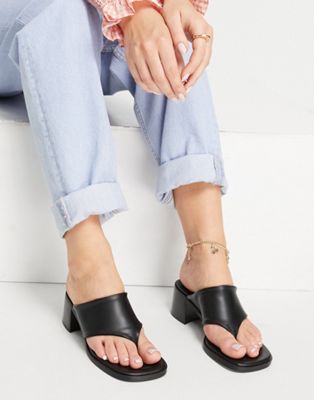 E8 by Miista Crystal toe thong heeled mules in black - ASOS Price Checker